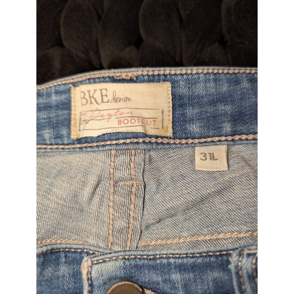 Womens Bke Denim Payton Bootcut Distressed Jeans Size 31X33 1/2 Medium Wash - Picture 3 of 14